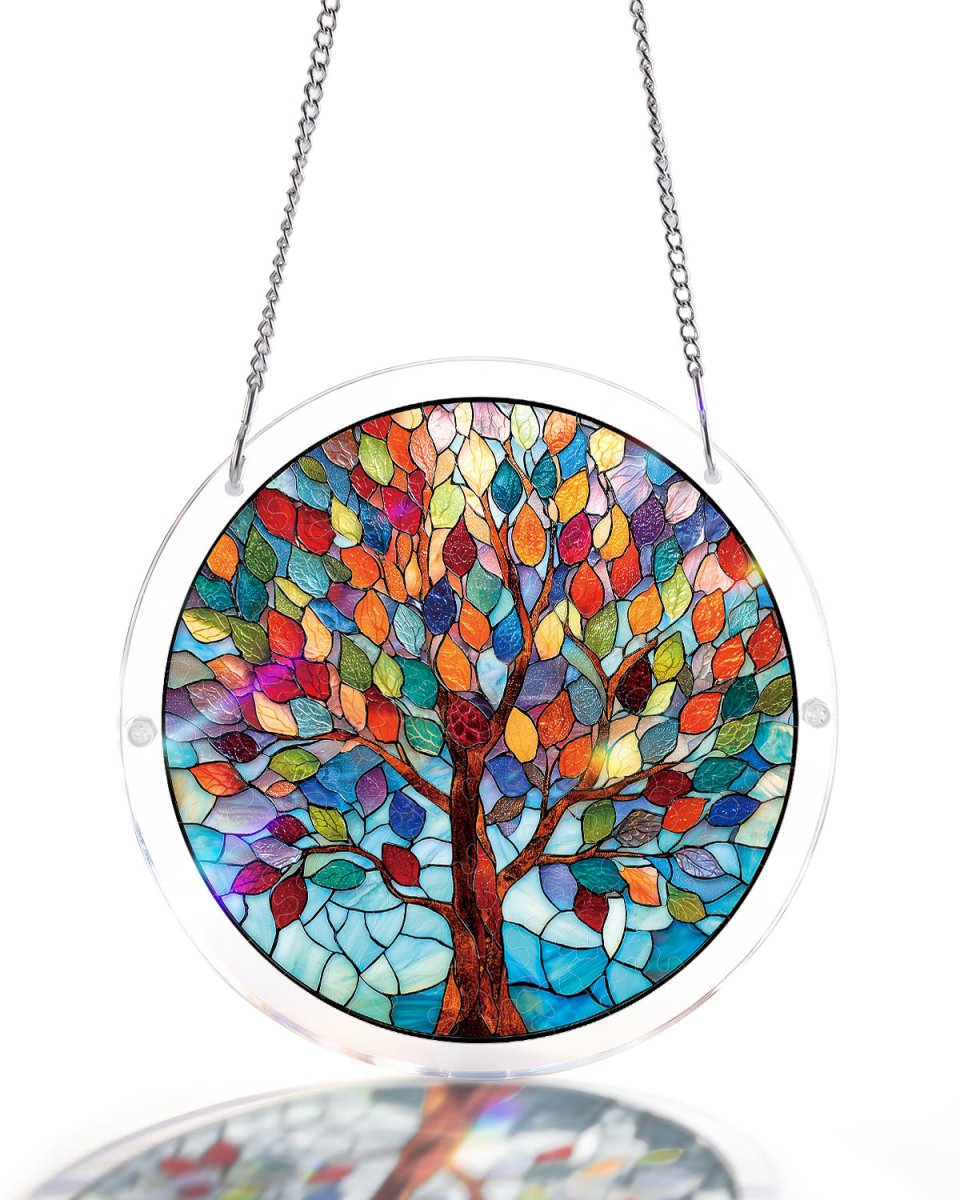 83 - piece Acrylic Jigsaw Puzzle Suncatcher - Vivid Tree of Life - KAAYEE Puzzle