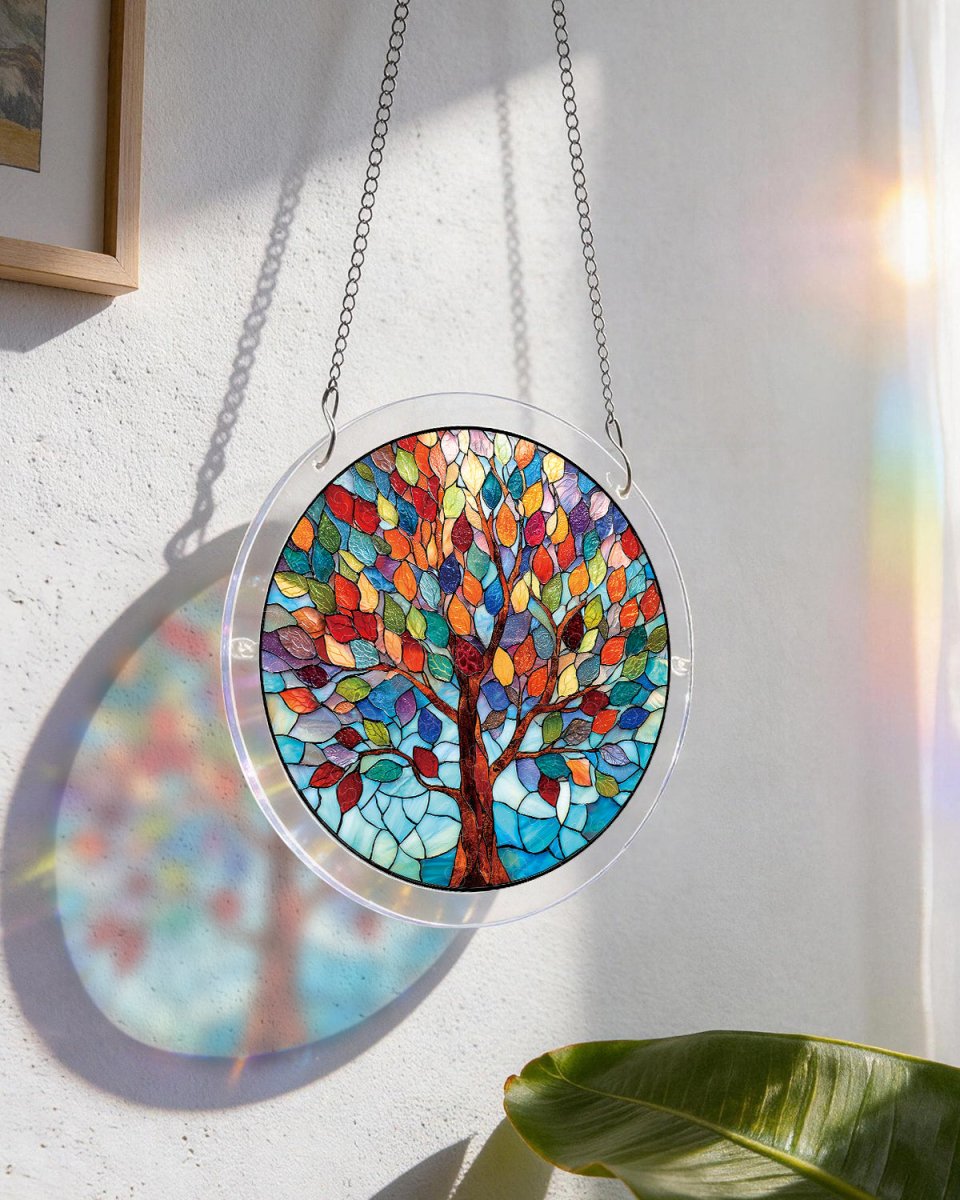 83 - piece Acrylic Jigsaw Puzzle Suncatcher - Vivid Tree of Life - KAAYEE Puzzle