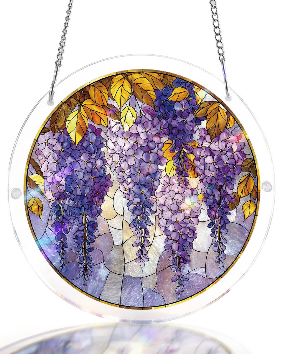 83 - piece Acrylic Jigsaw Puzzle Suncatcher - Wisteria in Glasslight - KAAYEE Puzzle