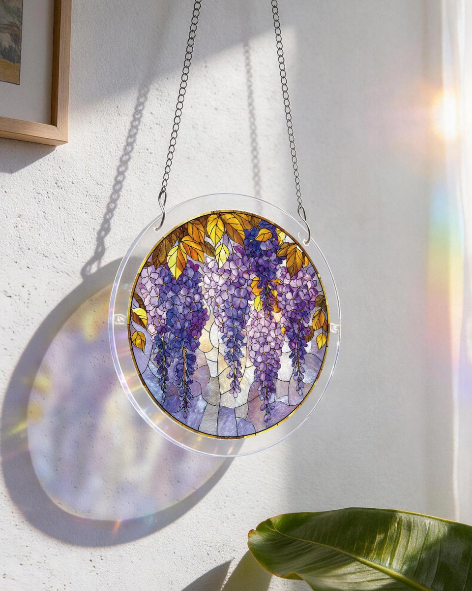 83 - piece Acrylic Jigsaw Puzzle Suncatcher - Wisteria in Glasslight - KAAYEE Puzzle