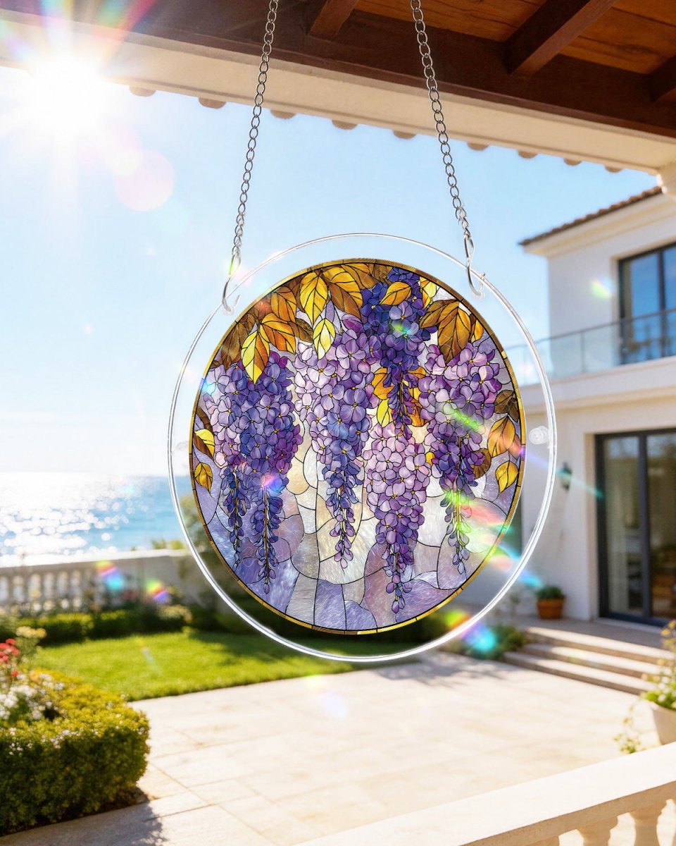 83 - piece Acrylic Jigsaw Puzzle Suncatcher - Wisteria in Glasslight - KAAYEE Puzzle