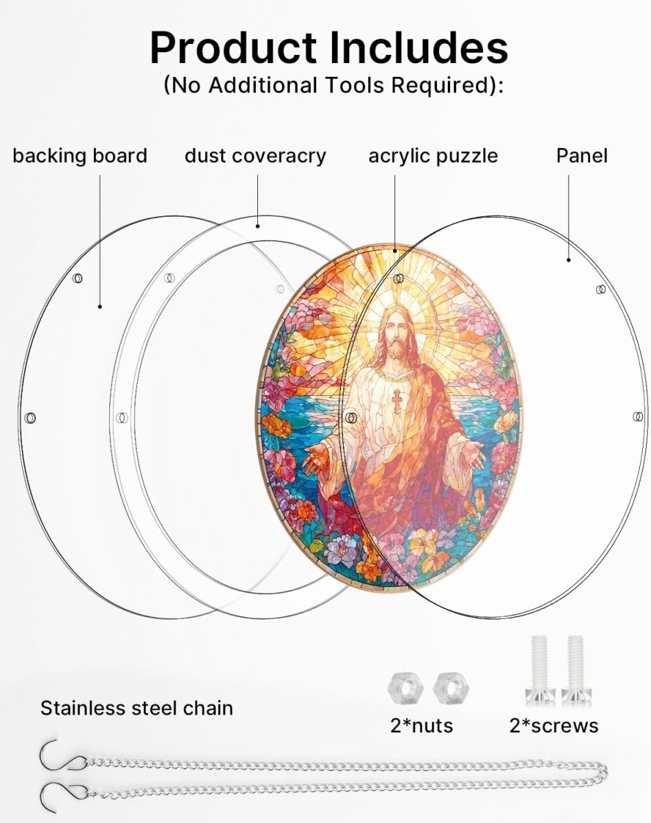 83 - piece Jigsaw Puzzle Acrylic Suncatcher - Holy Light of Jesus - KAAYEE Puzzle