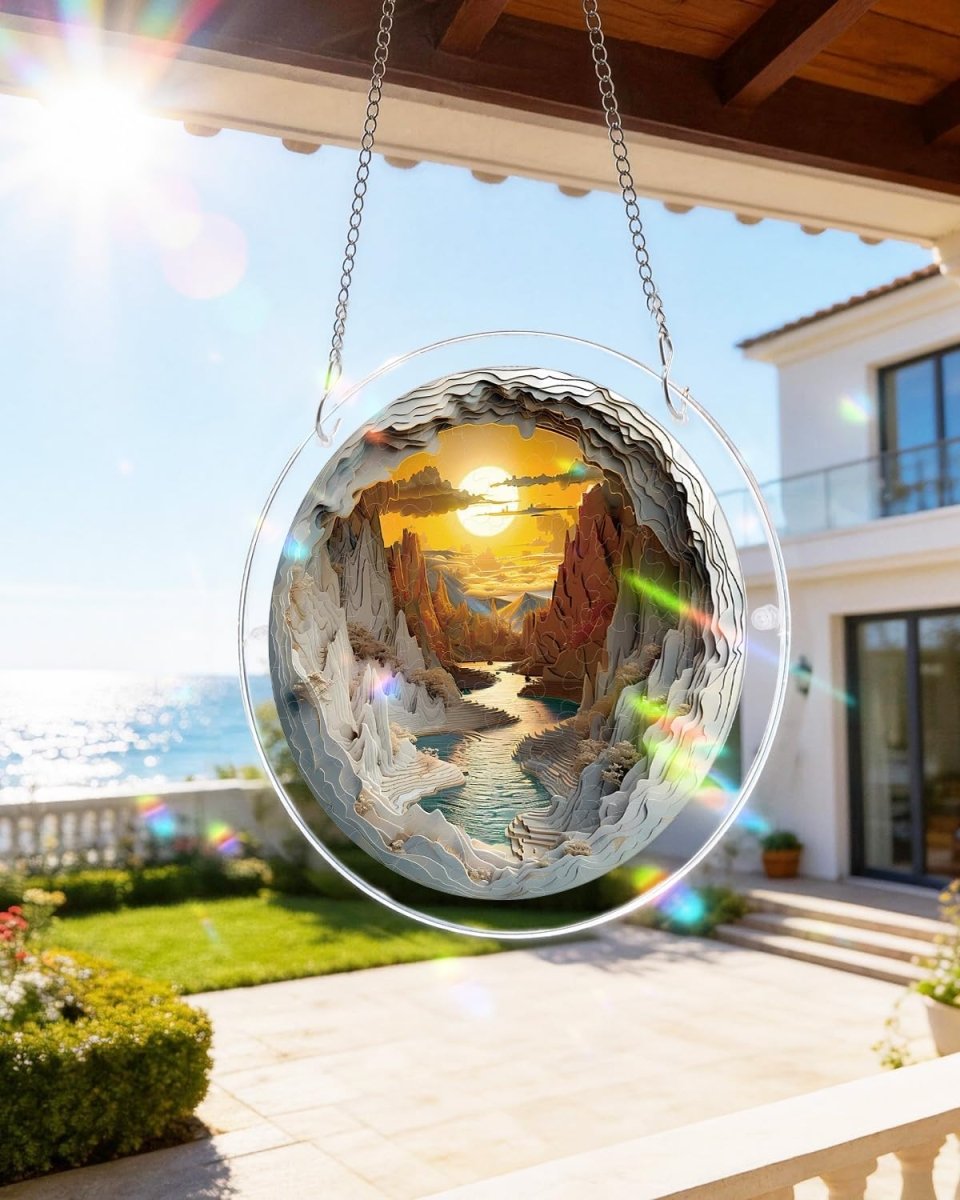 83 - piece Jigsaw Puzzle Acrylic Suncatcher - Sunset Canyon - KAAYEE Puzzle
