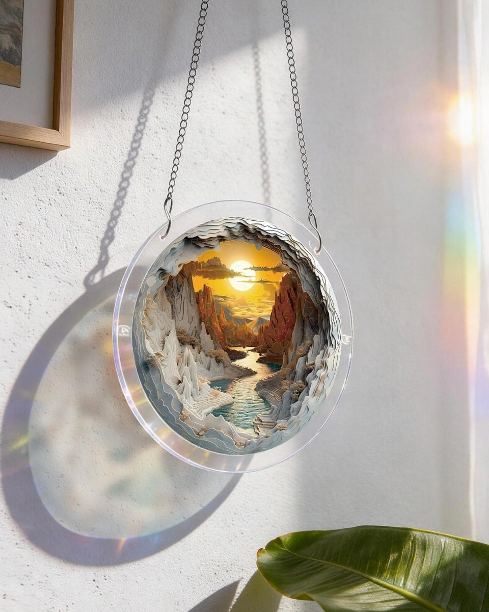 83 - piece Jigsaw Puzzle Acrylic Suncatcher - Sunset Canyon - KAAYEE Puzzle