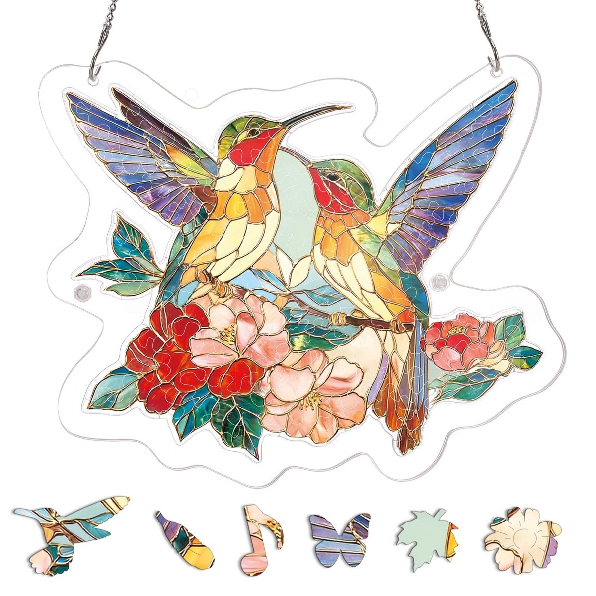 95 - piece Acrylic Jigsaw Puzzle Suncatcher - Two Birds of Spring - KAAYEE Puzzle