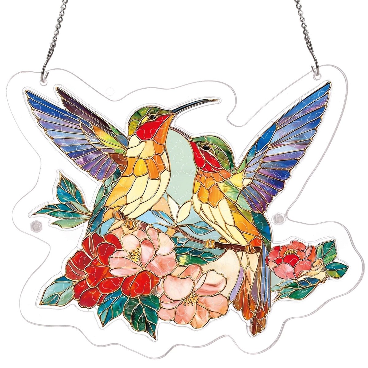 95 - piece Acrylic Jigsaw Puzzle Suncatcher - Two Birds of Spring - KAAYEE Puzzle