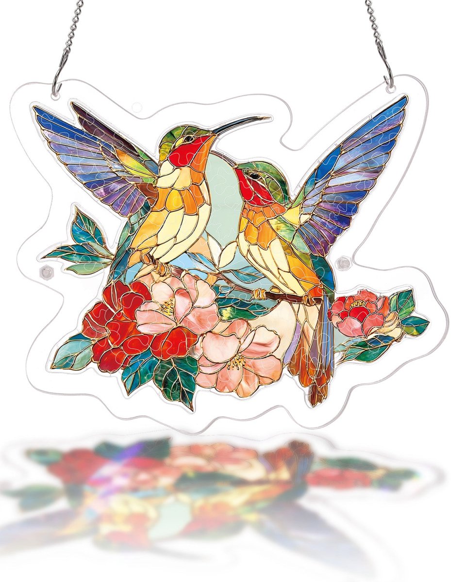 95 - piece Acrylic Jigsaw Puzzle Suncatcher - Two Birds of Spring - KAAYEE Puzzle