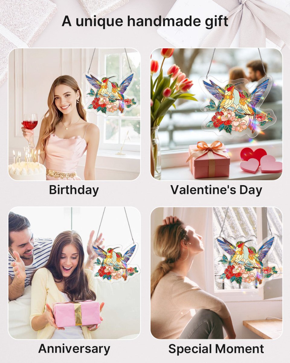 95 - piece Acrylic Jigsaw Puzzle Suncatcher - Two Birds of Spring - KAAYEE Puzzle