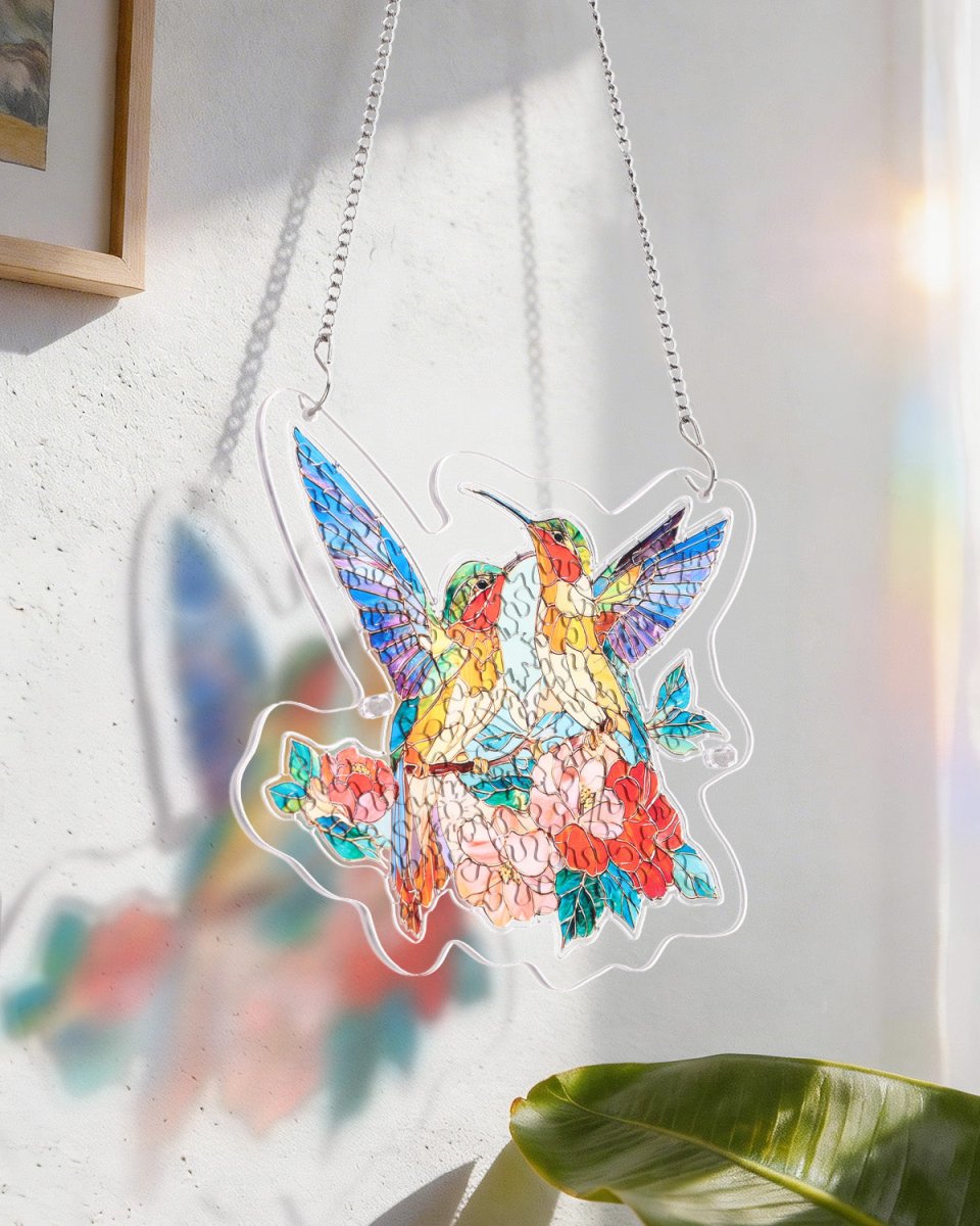 95 - piece Acrylic Jigsaw Puzzle Suncatcher - Two Birds of Spring - KAAYEE Puzzle