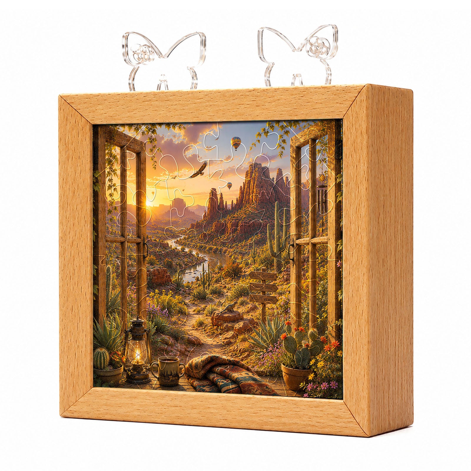 Acrylic Jigsaw Puzzle Wooden Frame Night Light -Canyon Vista