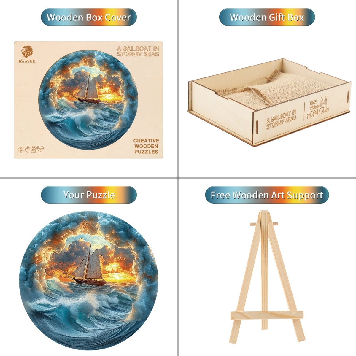A sailboat in stormy seas Wooden Jigsaw Puzzle - KAAYEE Puzzle