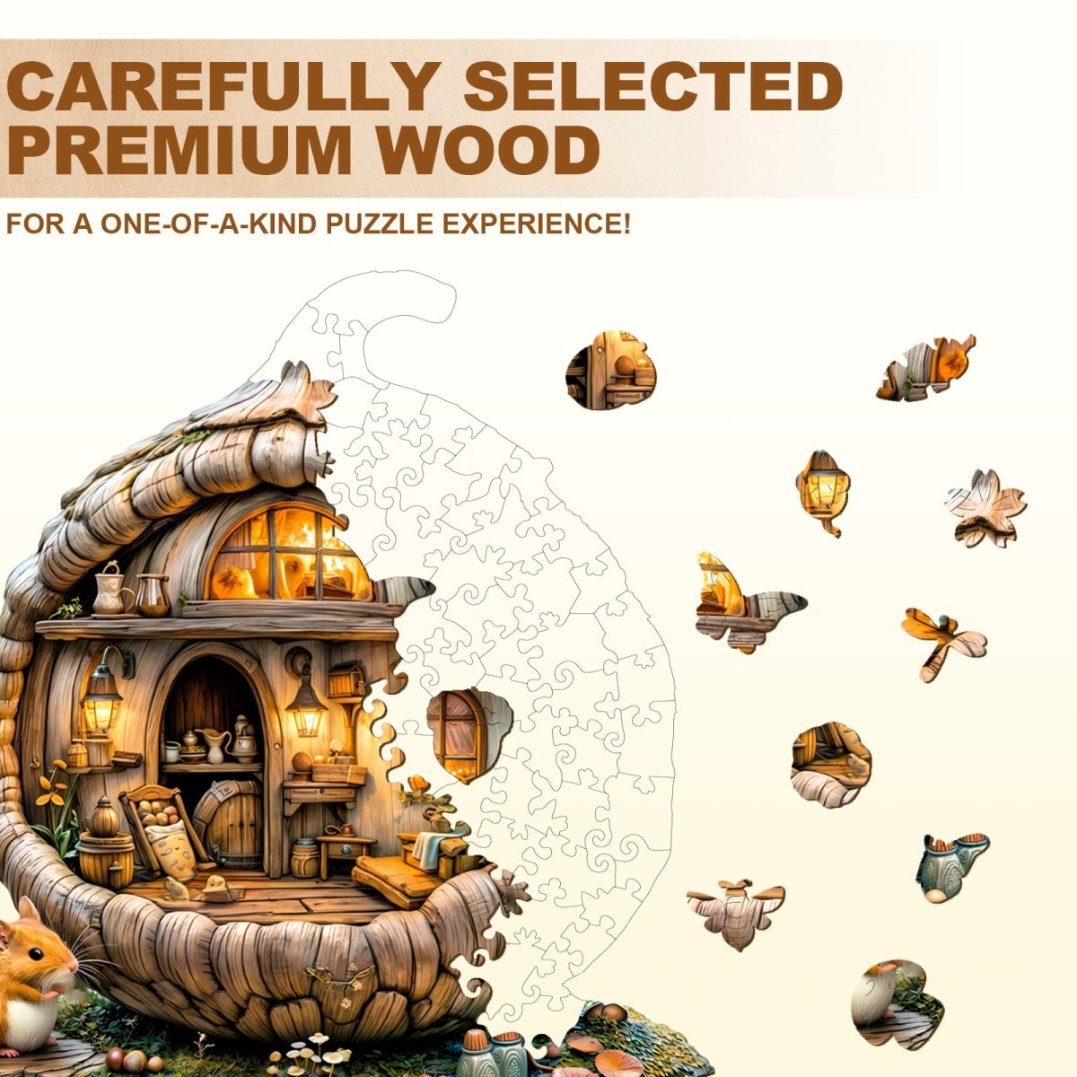 Acorn mouse Wooden Jigsaw Puzzle - KAAYEE Puzzle