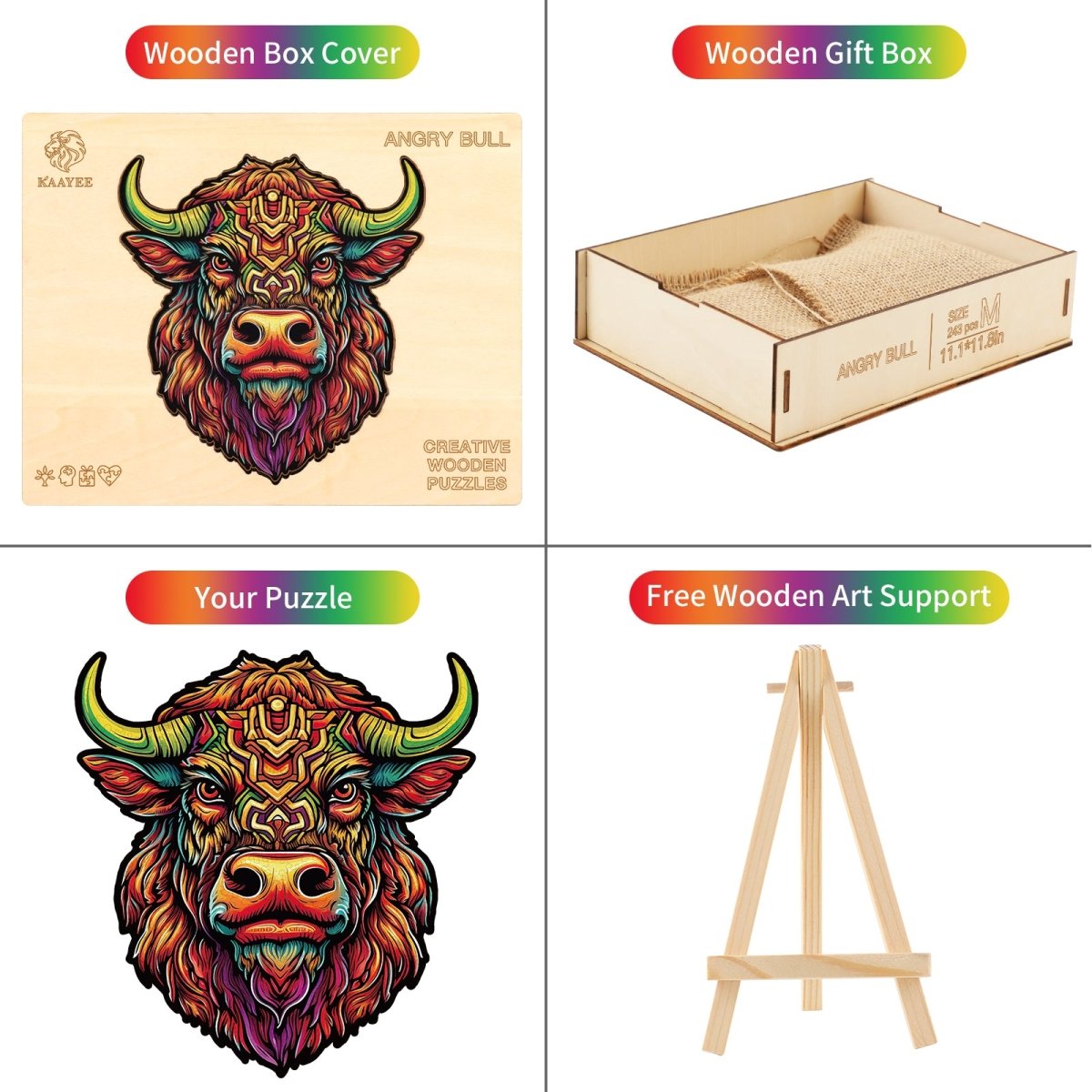 Angry Bull Wooden Jigsaw Puzzle - KAAYEE Puzzle