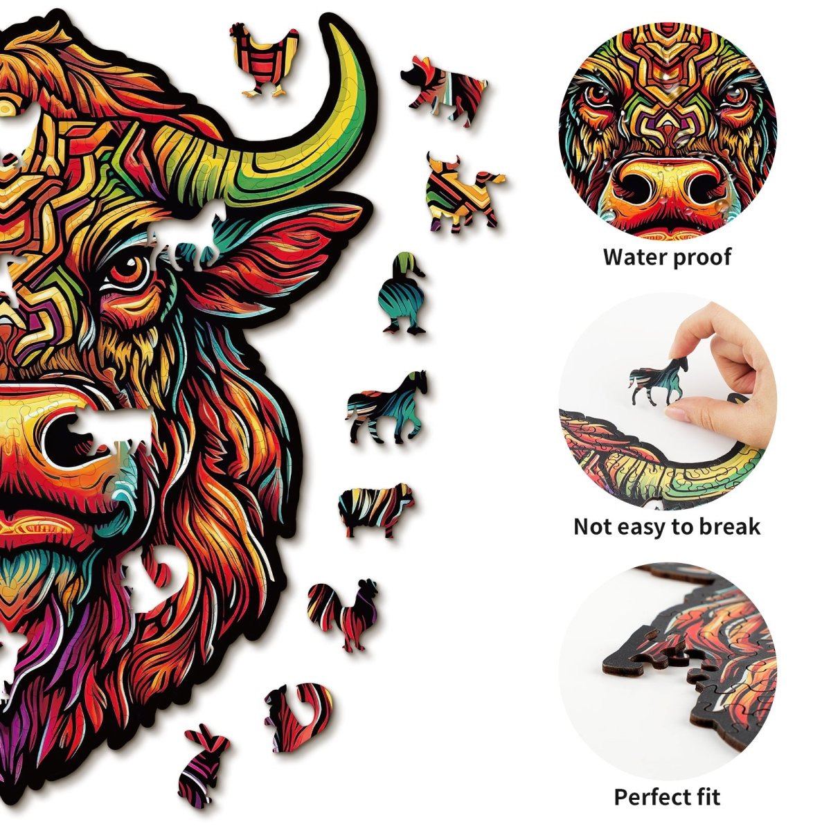 Angry Bull Wooden Jigsaw Puzzle - KAAYEE Puzzle