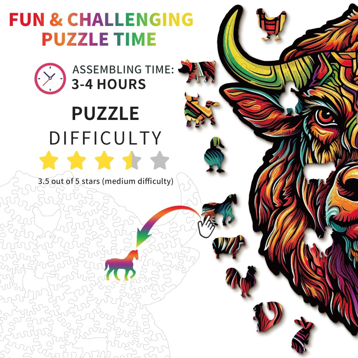Angry Bull Wooden Jigsaw Puzzle - KAAYEE Puzzle