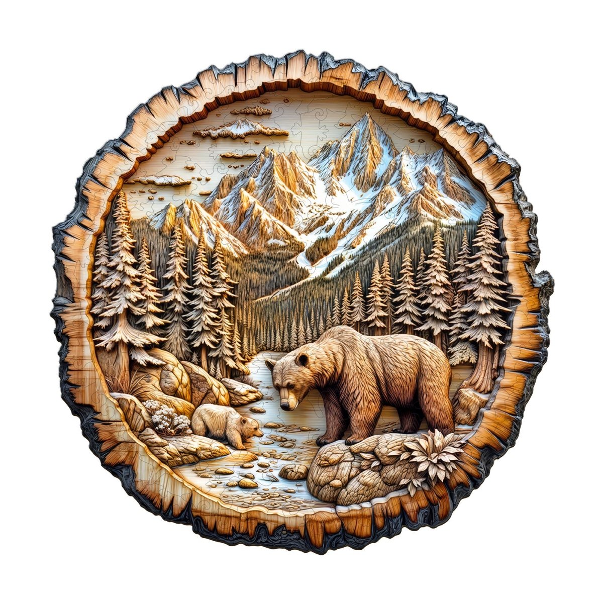 Annual ring Bear Wooden Jigsaw Puzzle - KAAYEE Puzzle