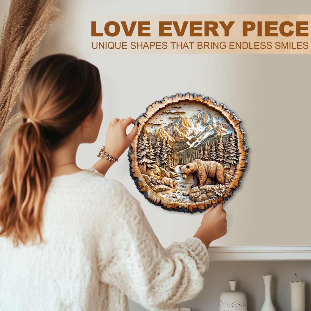 Annual ring Bear Wooden Jigsaw Puzzle - KAAYEE Puzzle