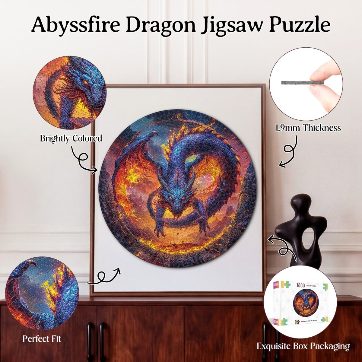 Artistic 1000 - Piece Cardboard Jigsaw Puzzle - Abyssfire Dragon - KAAYEE Puzzle