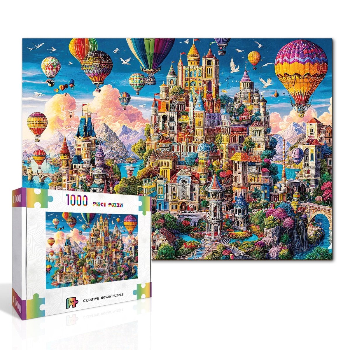 Artistic 1000-Piece Cardboard Jigsaw Puzzle - Aetherwind City