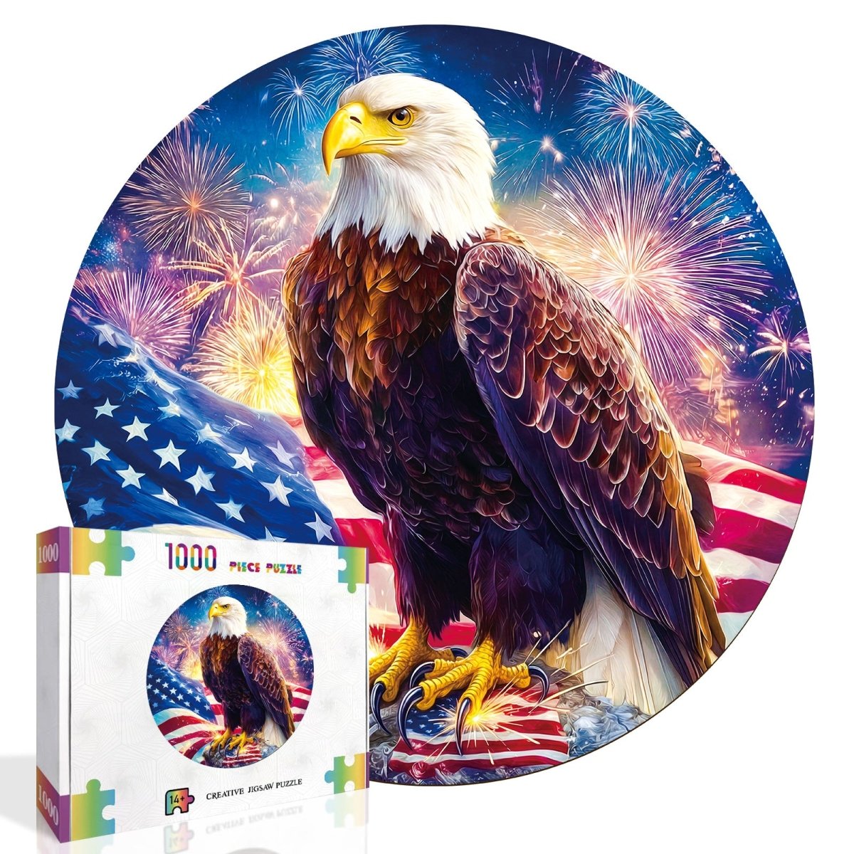 Artistic 1000 - Piece Cardboard Jigsaw Puzzle - Bald Eagle Flag - KAAYEE Puzzle