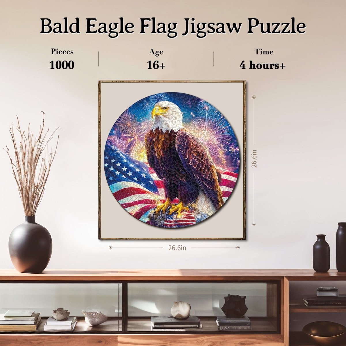 Artistic 1000 - Piece Cardboard Jigsaw Puzzle - Bald Eagle Flag - KAAYEE Puzzle