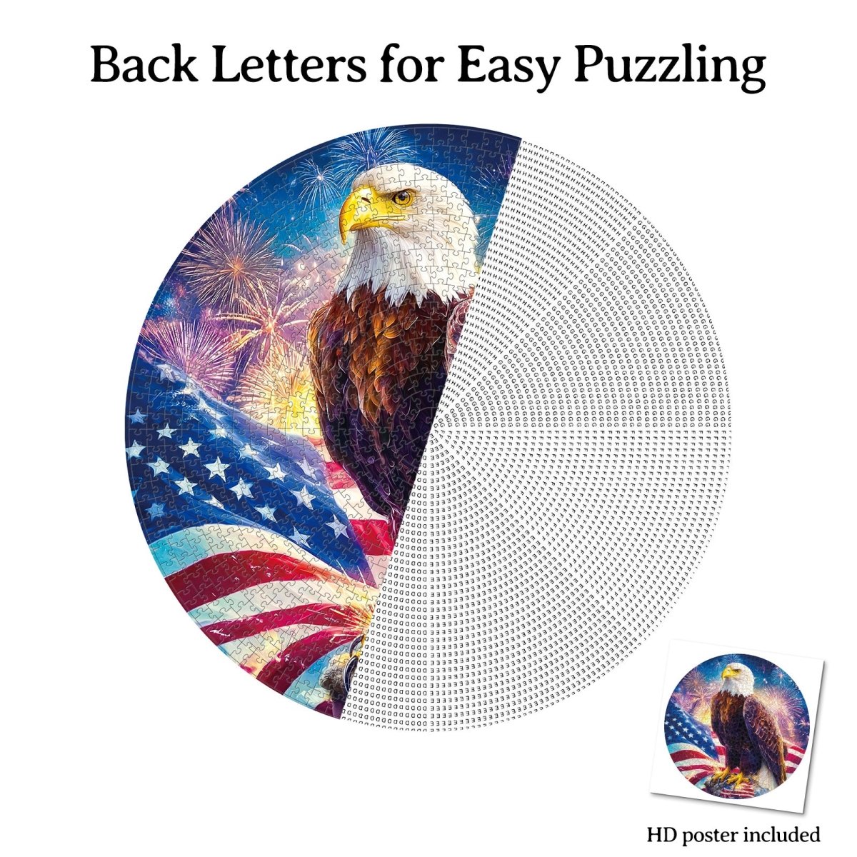 Artistic 1000 - Piece Cardboard Jigsaw Puzzle - Bald Eagle Flag - KAAYEE Puzzle