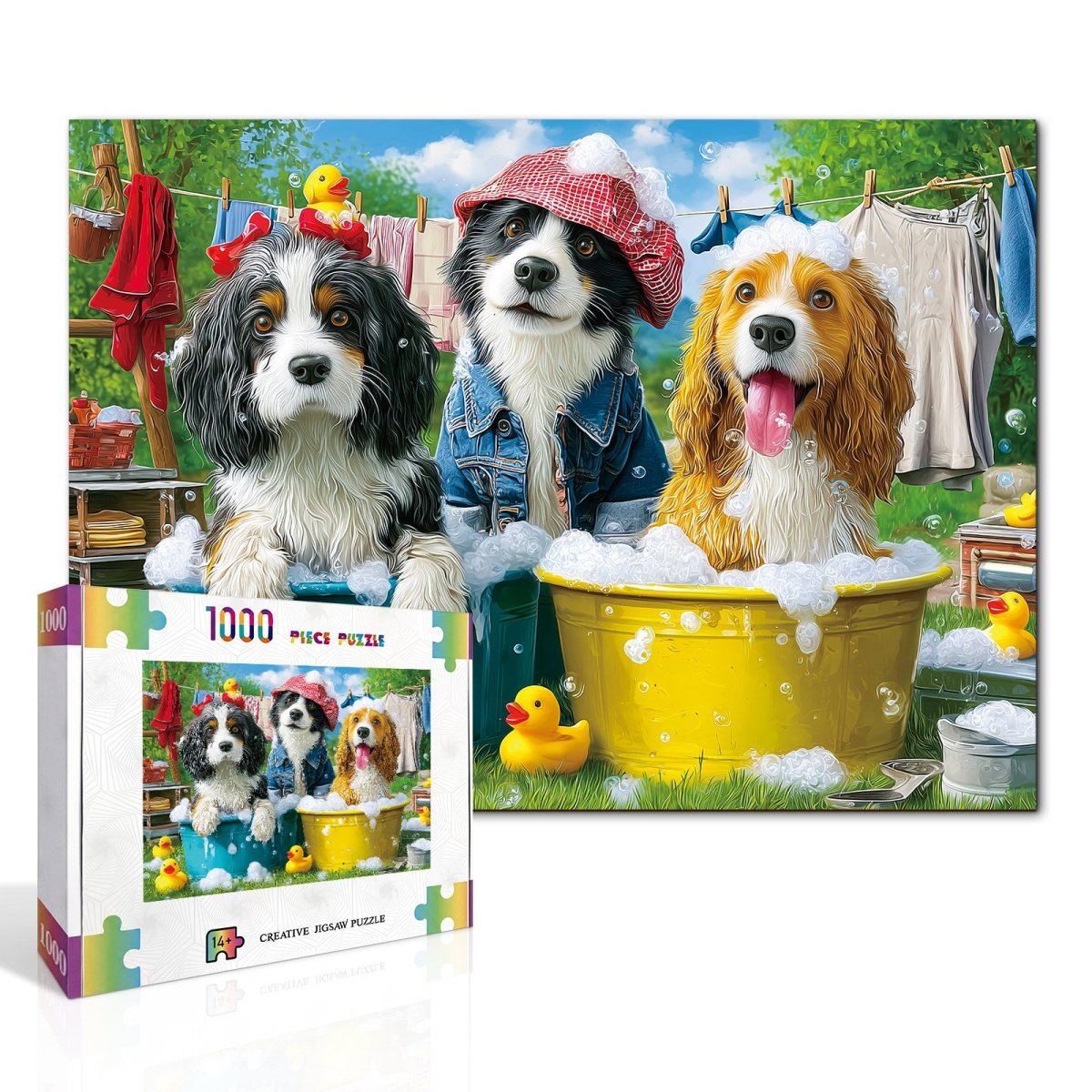 Artistic 1000 - Piece Cardboard Jigsaw Puzzle - Bubble Pup Squad - KAAYEE Puzzle
