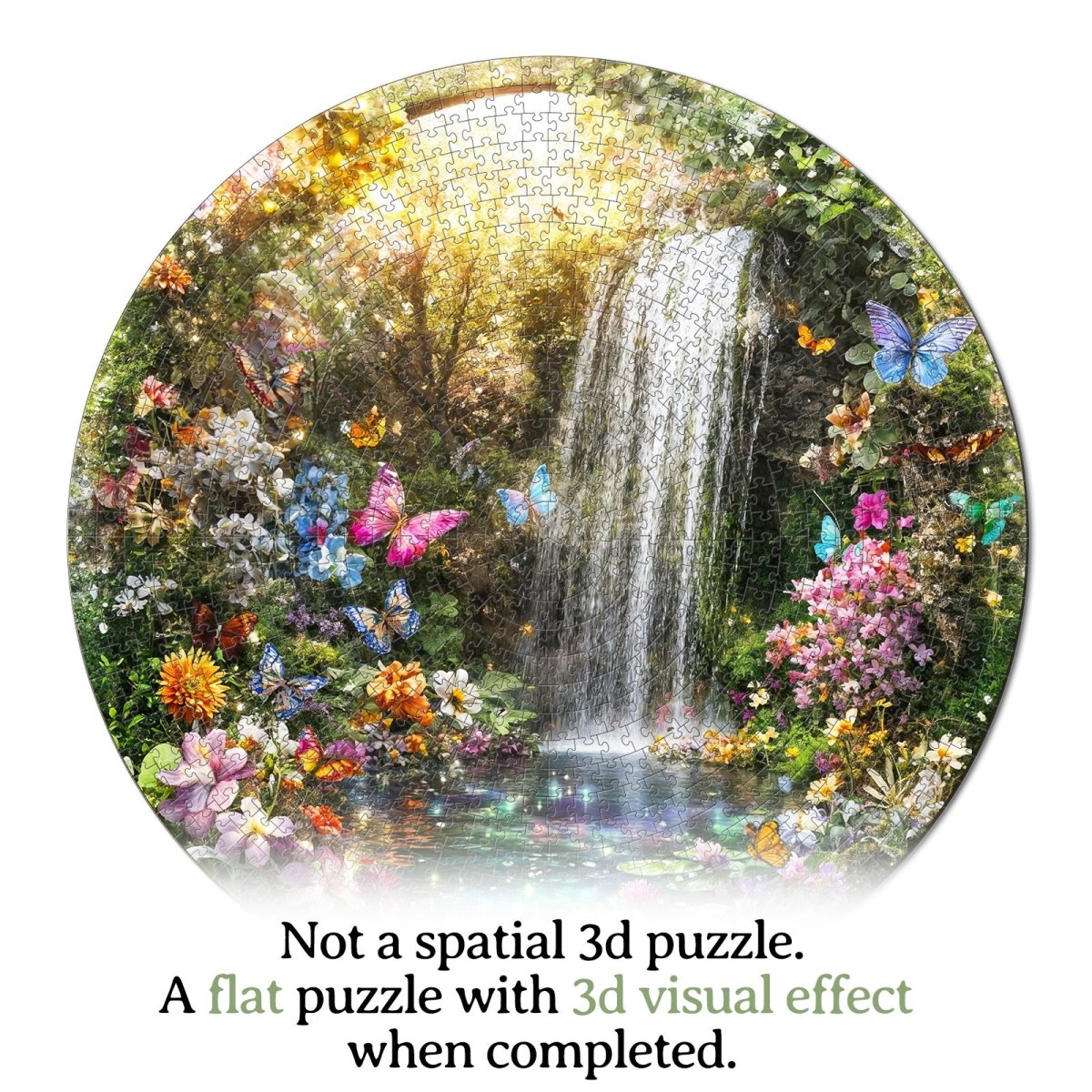 Artistic 1000 - Piece Cardboard Jigsaw Puzzle - Butterflies and Waterfalls - KAAYEE Puzzle
