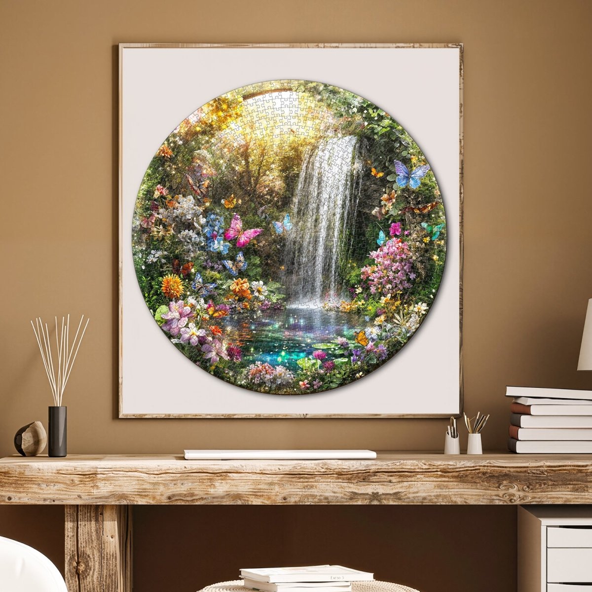 Artistic 1000 - Piece Cardboard Jigsaw Puzzle - Butterflies and Waterfalls - KAAYEE Puzzle