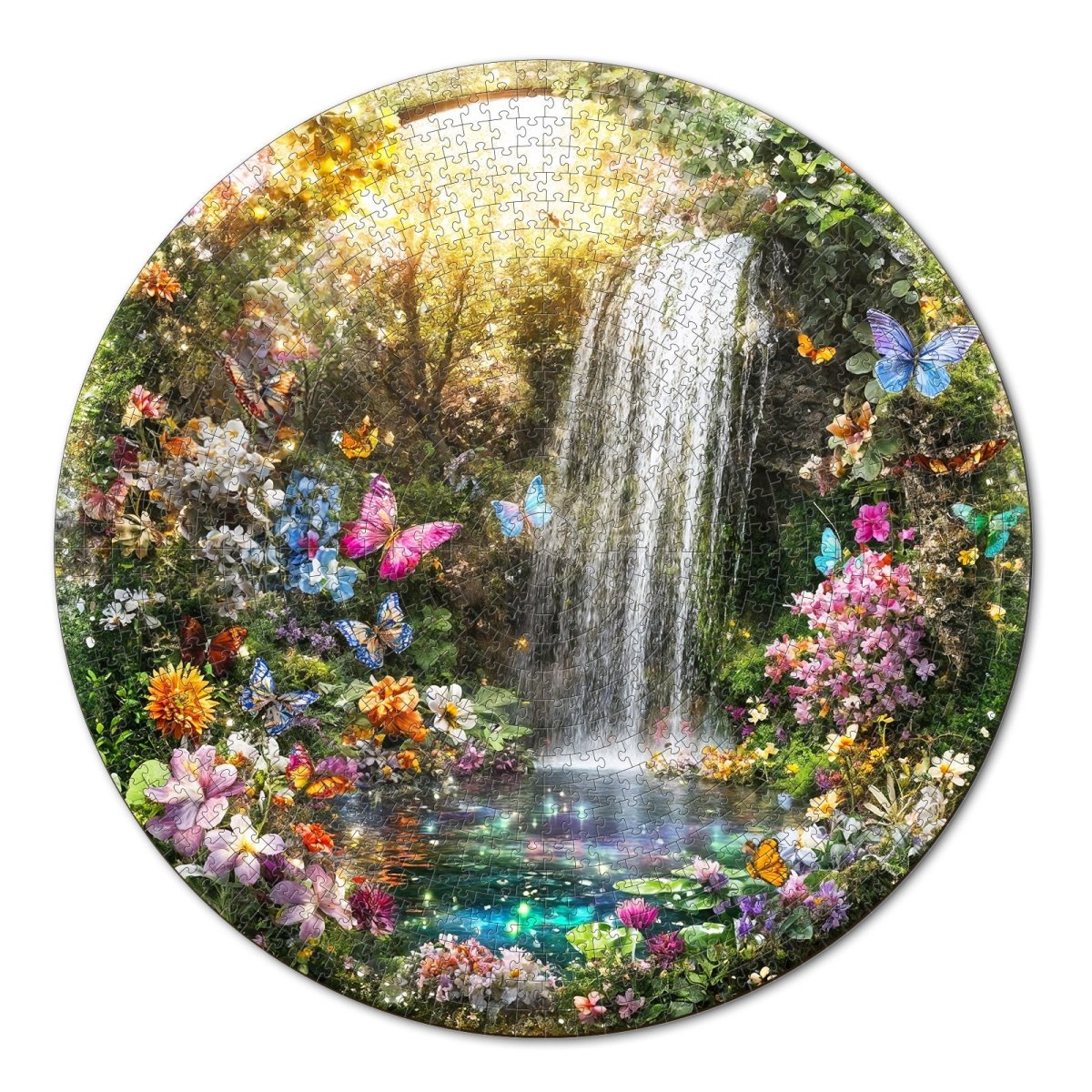 Artistic 1000 - Piece Cardboard Jigsaw Puzzle - Butterflies and Waterfalls - KAAYEE Puzzle