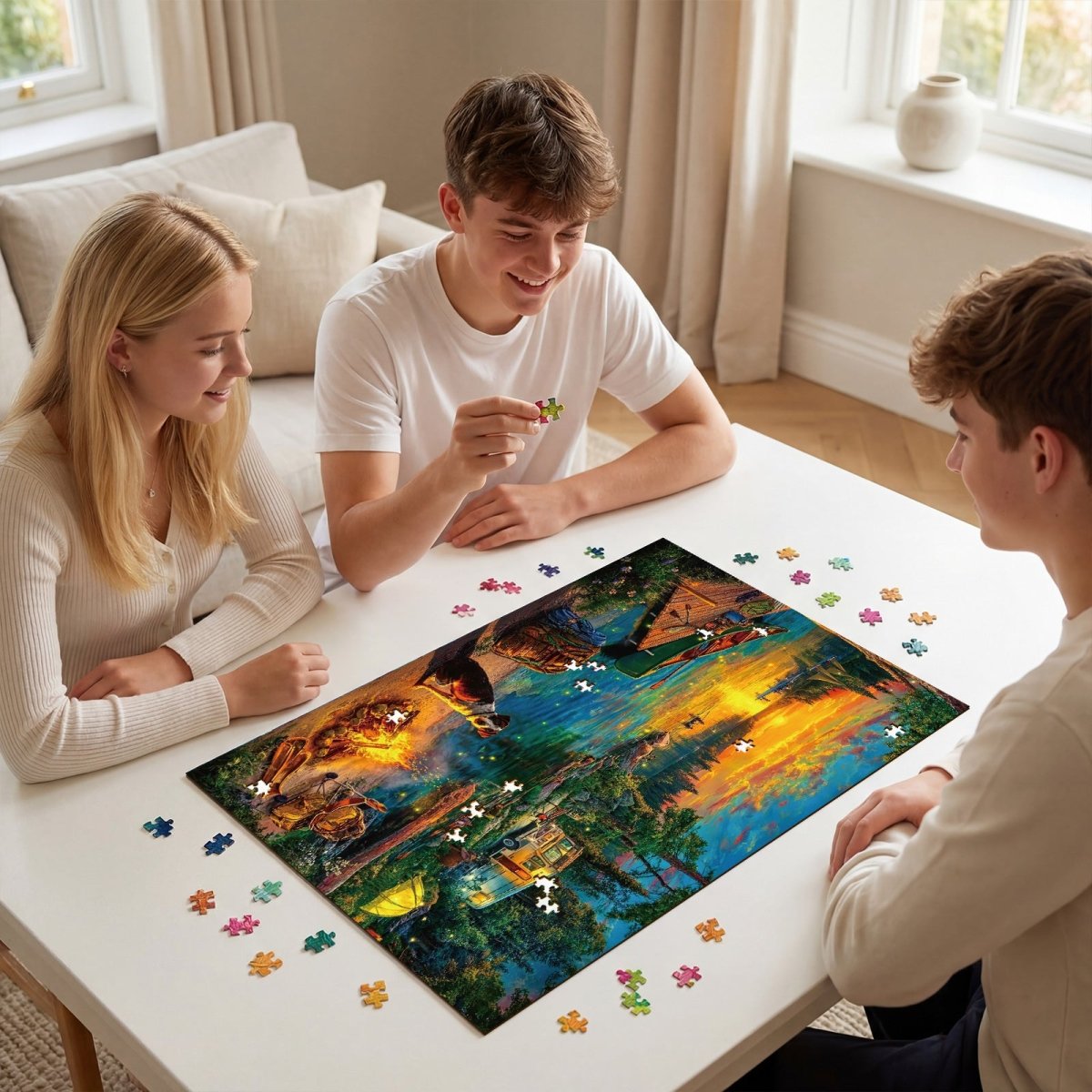 Artistic 1000 - Piece Cardboard Jigsaw Puzzle - Campfire Homecoming - KAAYEE Puzzle