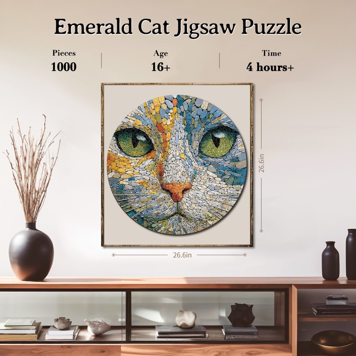 Artistic 1000 - Piece Cardboard Jigsaw Puzzle - Emerald Cat - KAAYEE Puzzle