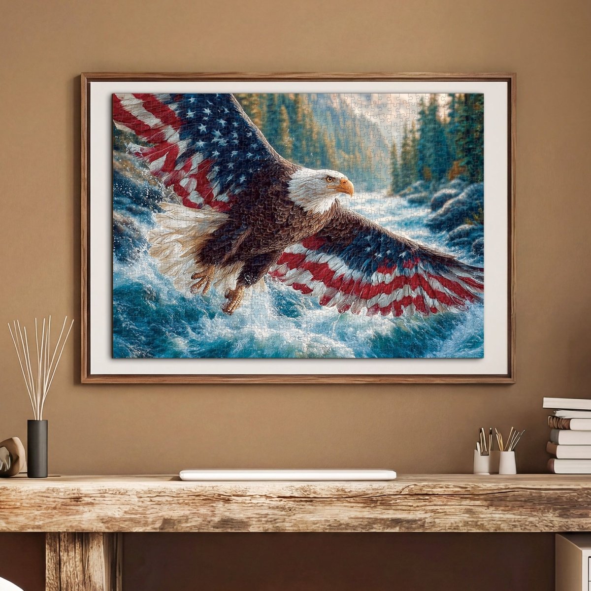 Artistic 1000 - Piece Cardboard Jigsaw Puzzle - Flag Bald Eagle 1 - KAAYEE Puzzle
