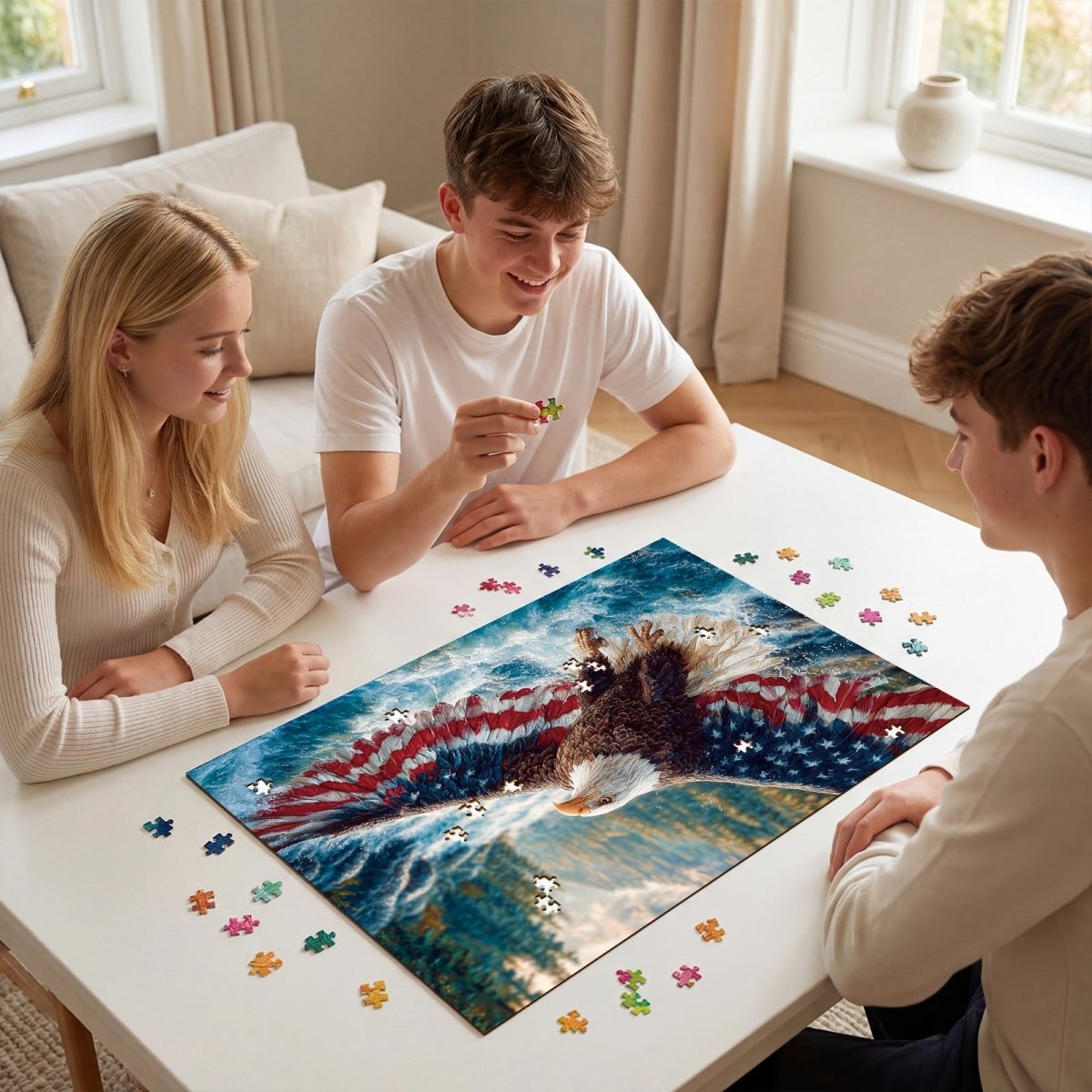 Artistic 1000 - Piece Cardboard Jigsaw Puzzle - Flag Bald Eagle 1 - KAAYEE Puzzle