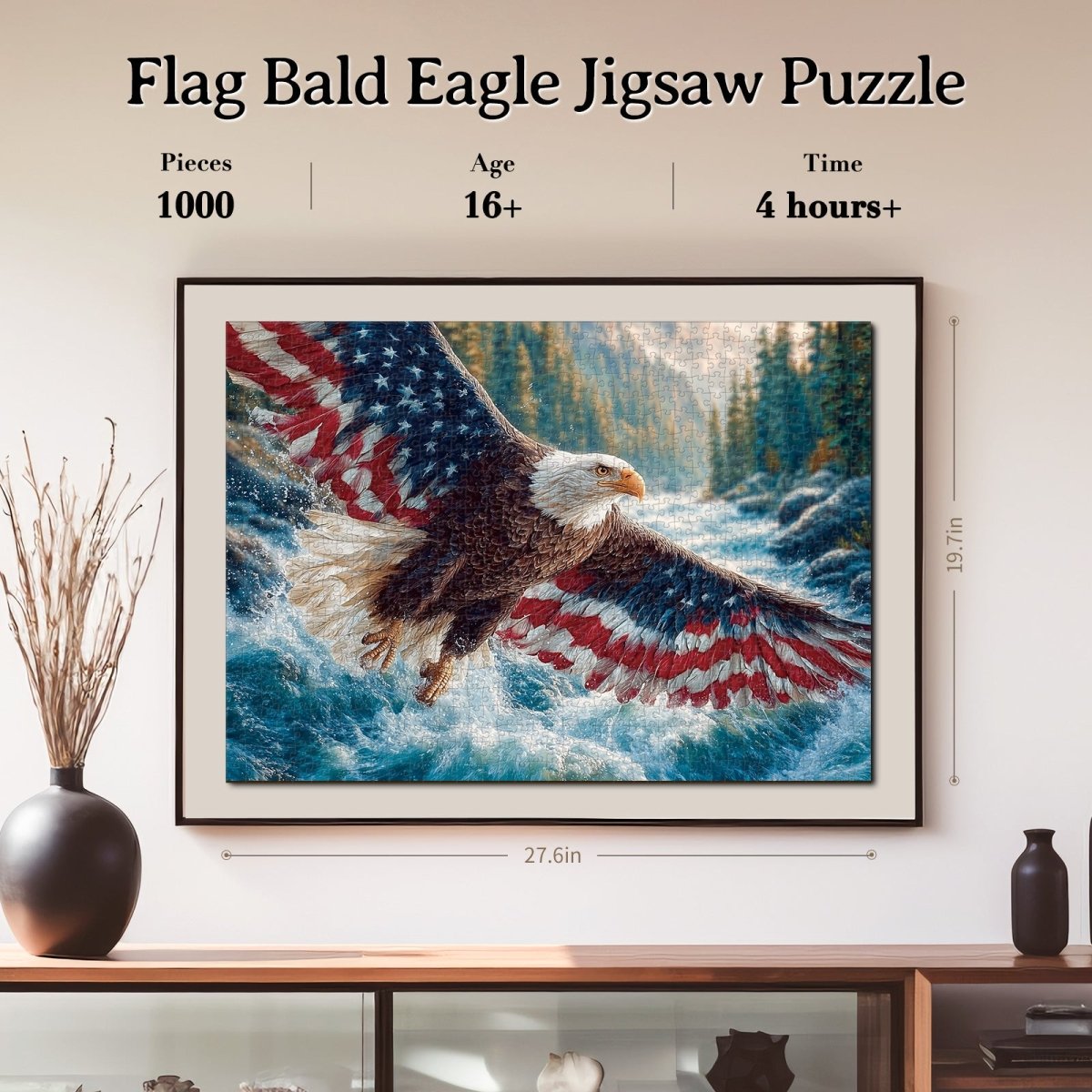Artistic 1000 - Piece Cardboard Jigsaw Puzzle - Flag Bald Eagle 1 - KAAYEE Puzzle