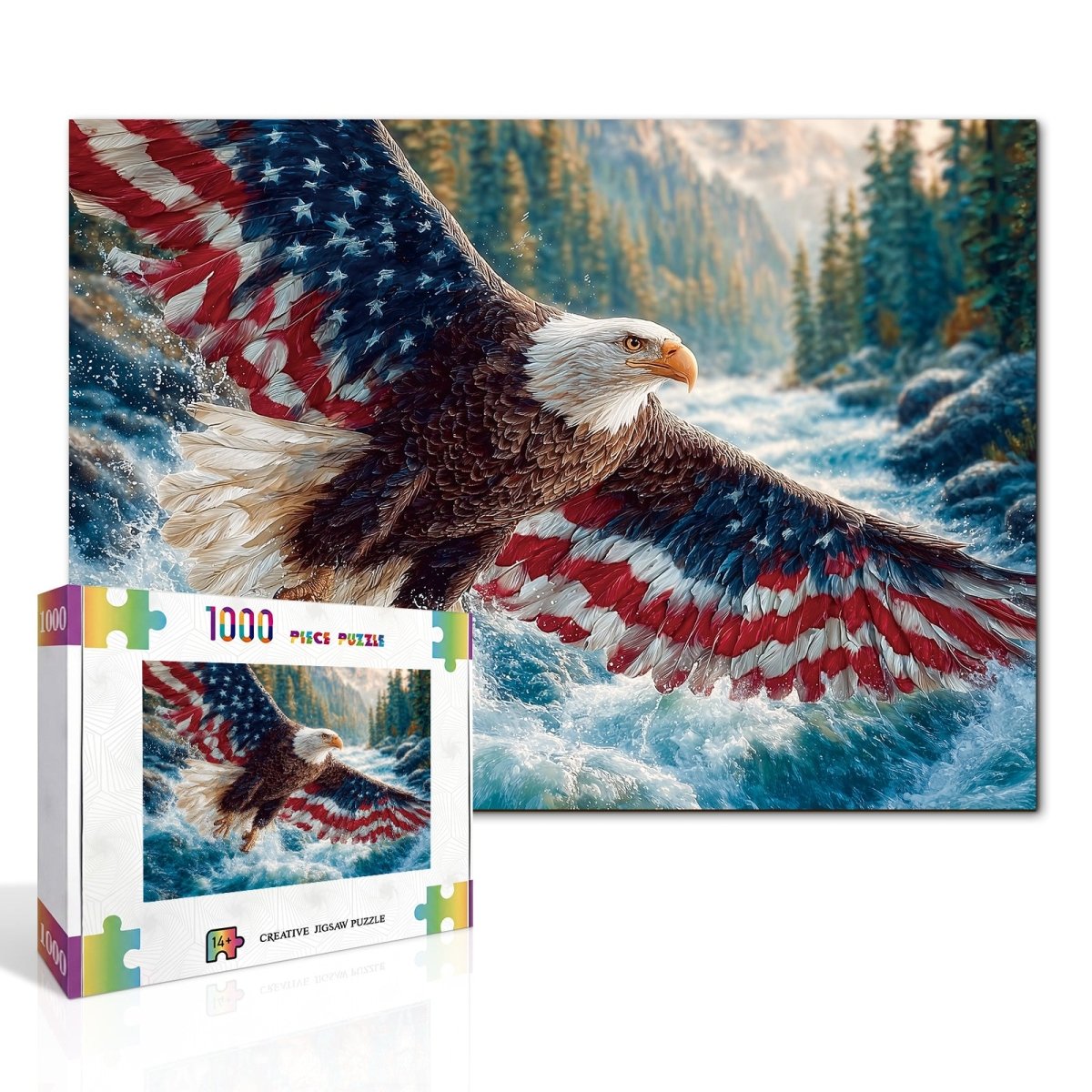 Artistic 1000 - Piece Cardboard Jigsaw Puzzle - Flag Bald Eagle 1 - KAAYEE Puzzle