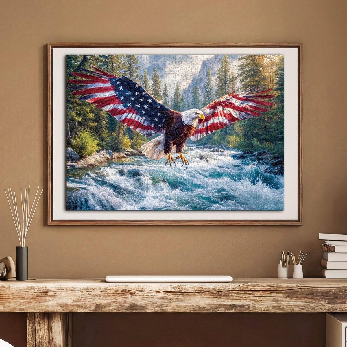 Artistic 1000 - Piece Cardboard Jigsaw Puzzle - Flag Bald Eagle 2 - KAAYEE Puzzle