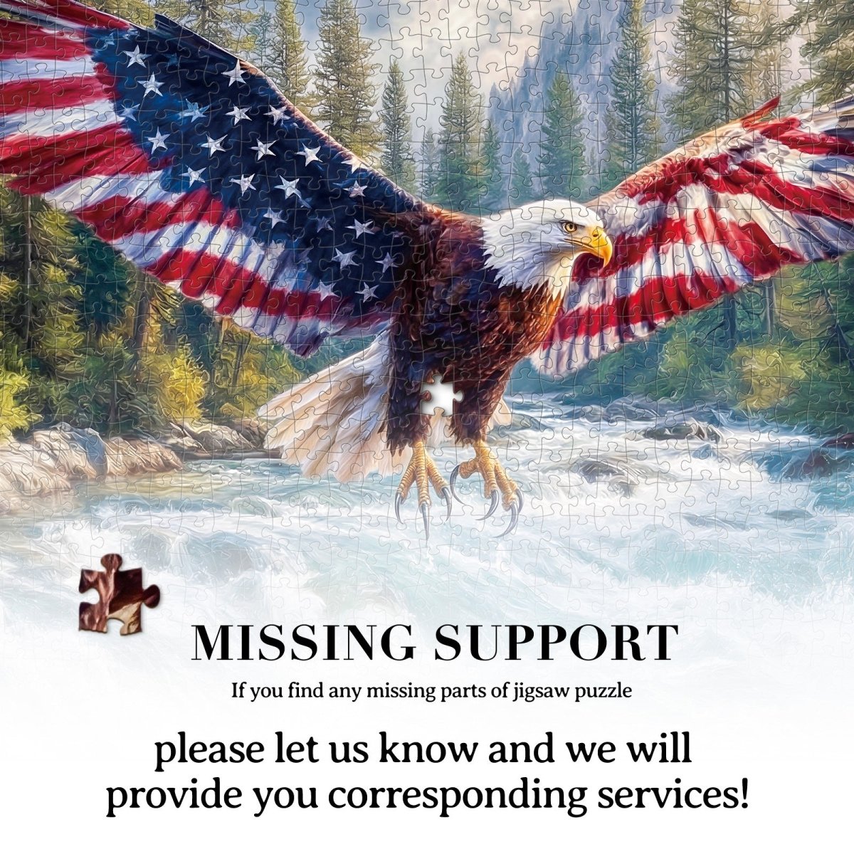 Artistic 1000 - Piece Cardboard Jigsaw Puzzle - Flag Bald Eagle 2 - KAAYEE Puzzle