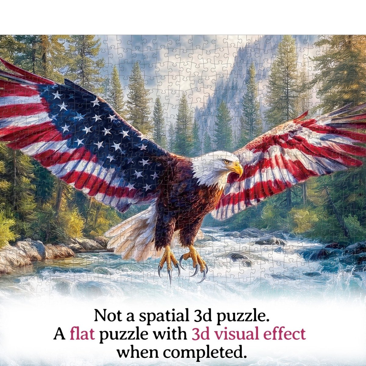 Artistic 1000 - Piece Cardboard Jigsaw Puzzle - Flag Bald Eagle 2 - KAAYEE Puzzle