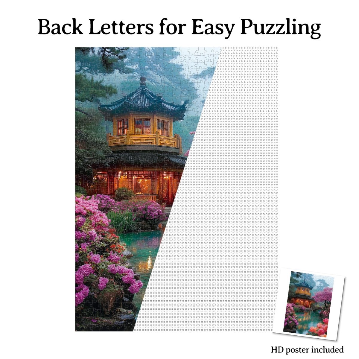 Artistic 1000 - Piece Cardboard Jigsaw Puzzle - Flower Courtyard by the Stream - KAAYEE Puzzle