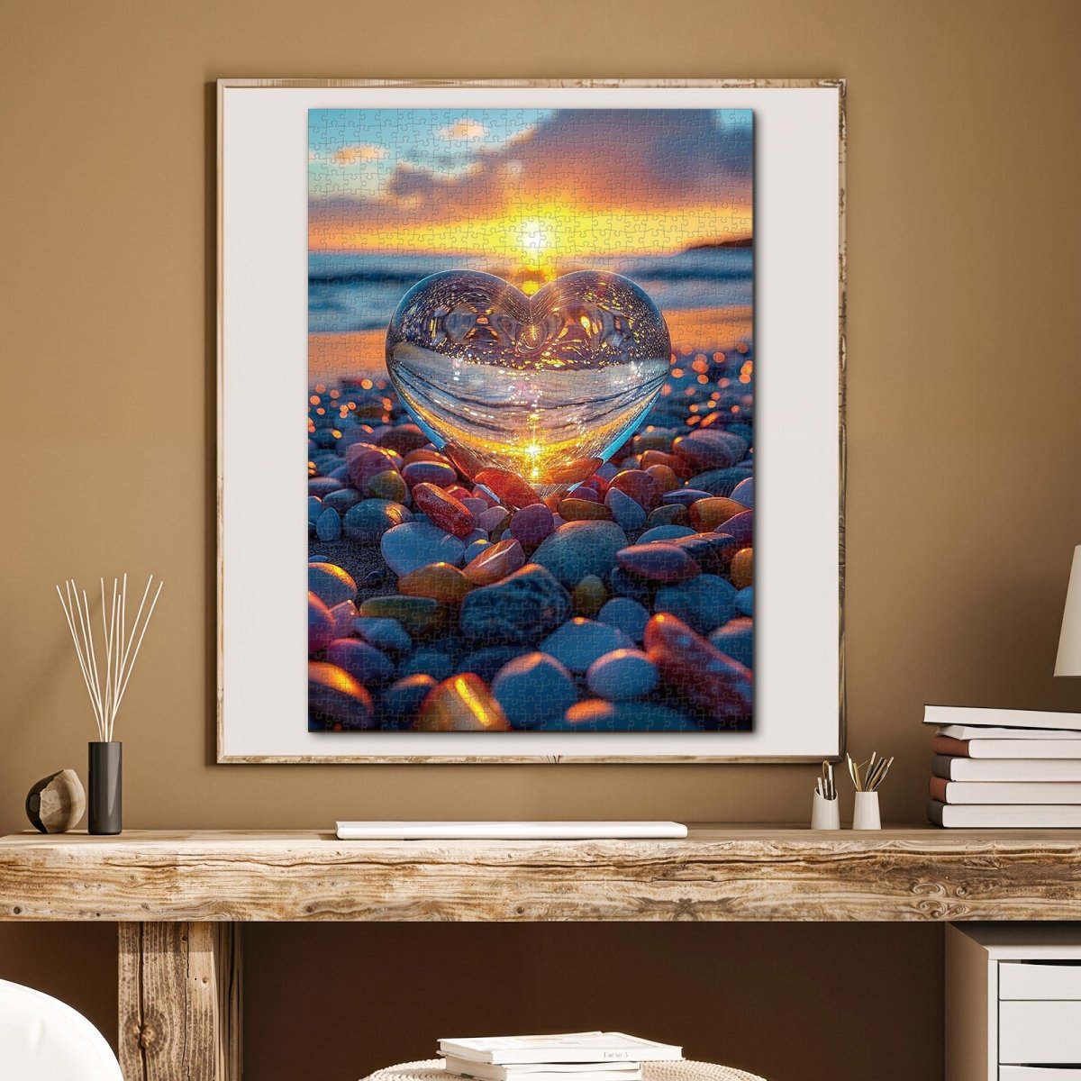 Artistic 1000 - Piece Cardboard Jigsaw Puzzle - Glass Heart Sunset - KAAYEE Puzzle