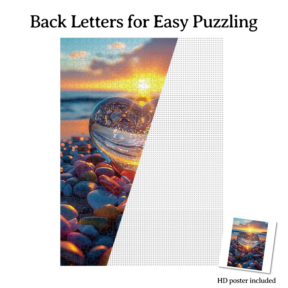 Artistic 1000 - Piece Cardboard Jigsaw Puzzle - Glass Heart Sunset - KAAYEE Puzzle
