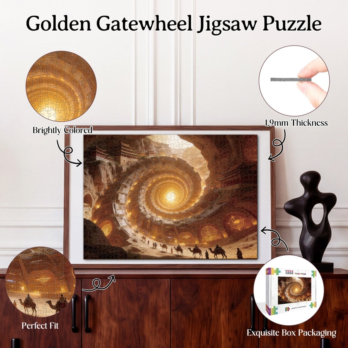 Artistic 1000 - Piece Cardboard Jigsaw Puzzle - Golden Gatewheel - KAAYEE Puzzle
