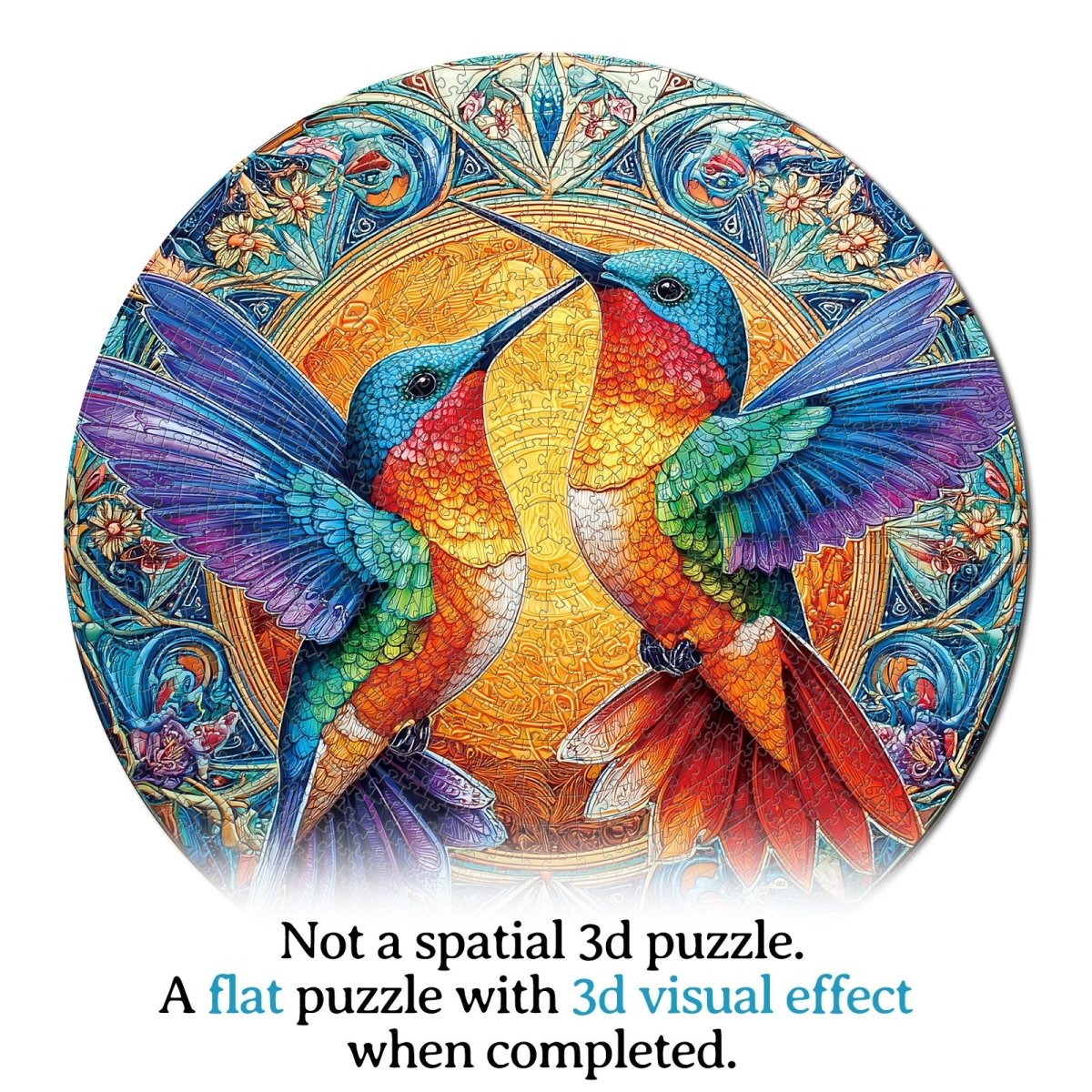Artistic 1000 - Piece Cardboard Jigsaw Puzzle - Hummingbirds in Radiance - KAAYEE Puzzle