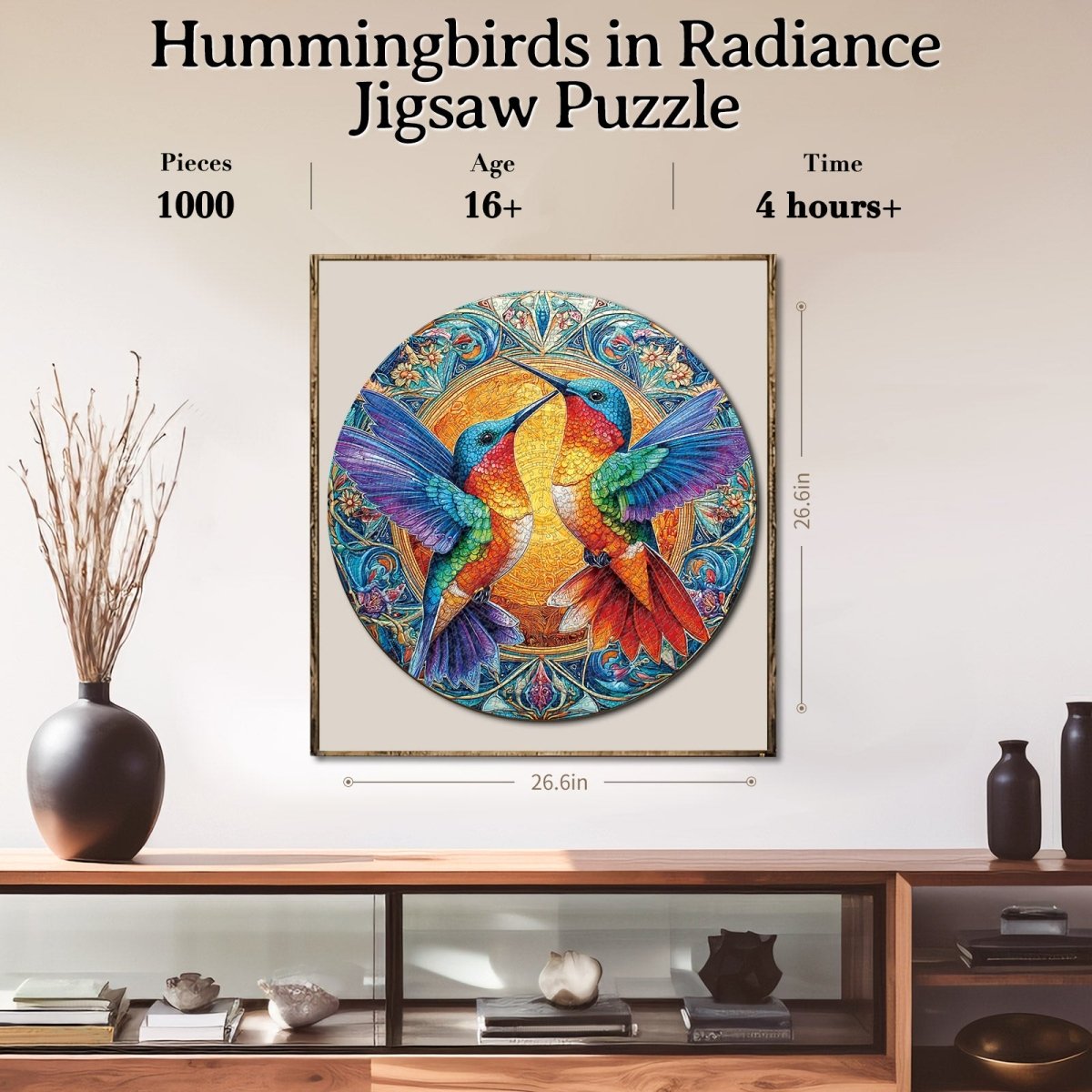 Artistic 1000 - Piece Cardboard Jigsaw Puzzle - Hummingbirds in Radiance - KAAYEE Puzzle