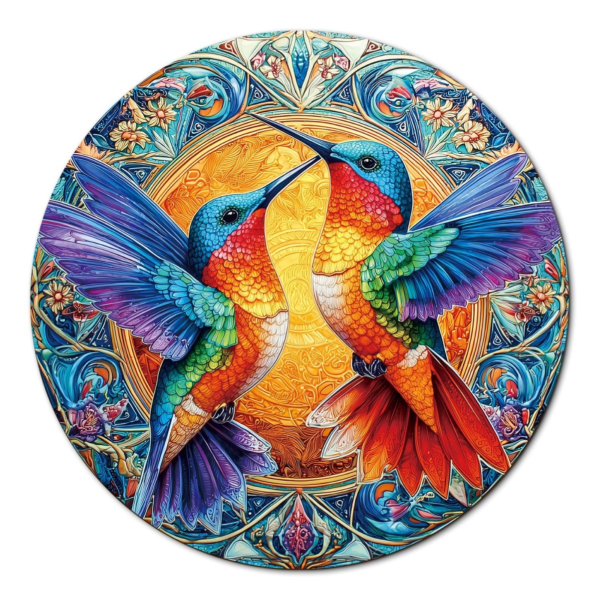 Artistic 1000 - Piece Cardboard Jigsaw Puzzle - Hummingbirds in Radiance - KAAYEE Puzzle