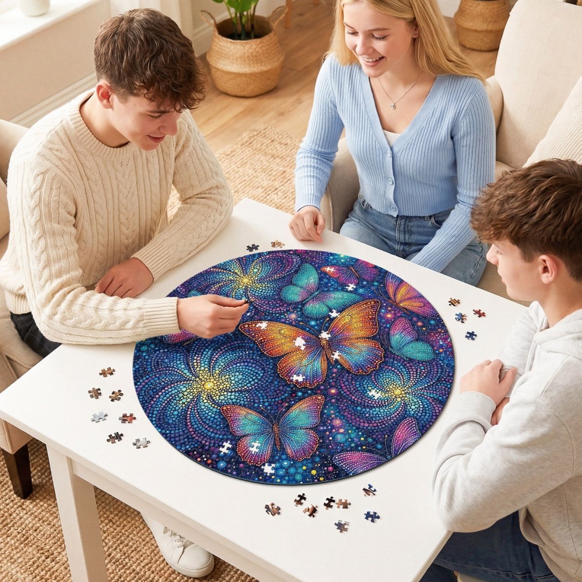 Artistic 1000 - Piece Cardboard Jigsaw Puzzle - Luminous Butterfly Realm - KAAYEE Puzzle