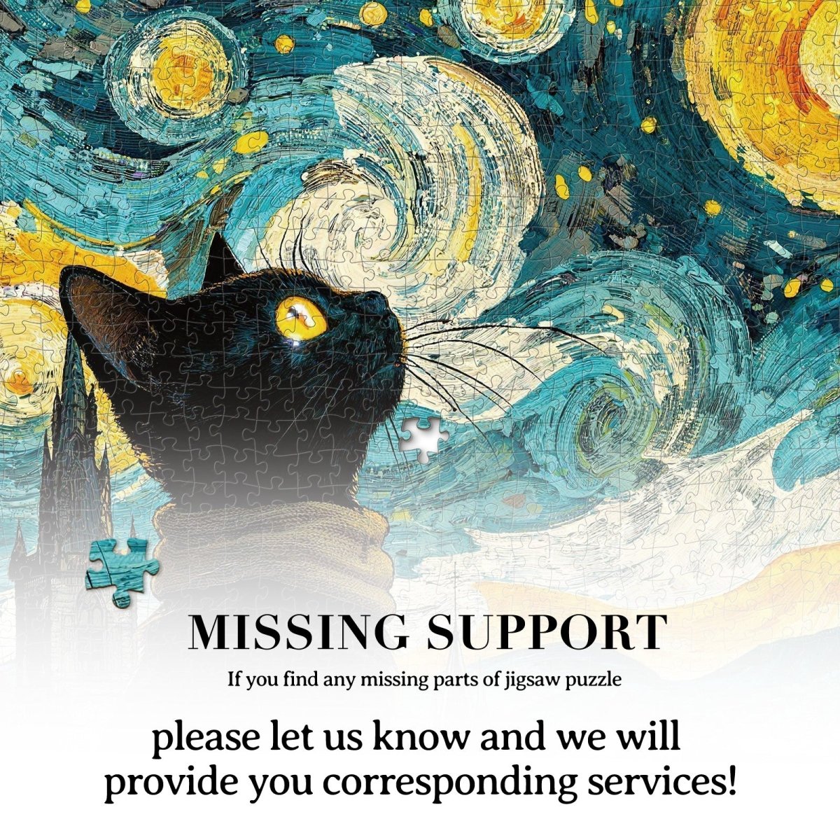 Artistic 1000 - Piece Cardboard Jigsaw Puzzle - Moonlit Black Cat - KAAYEE Puzzle