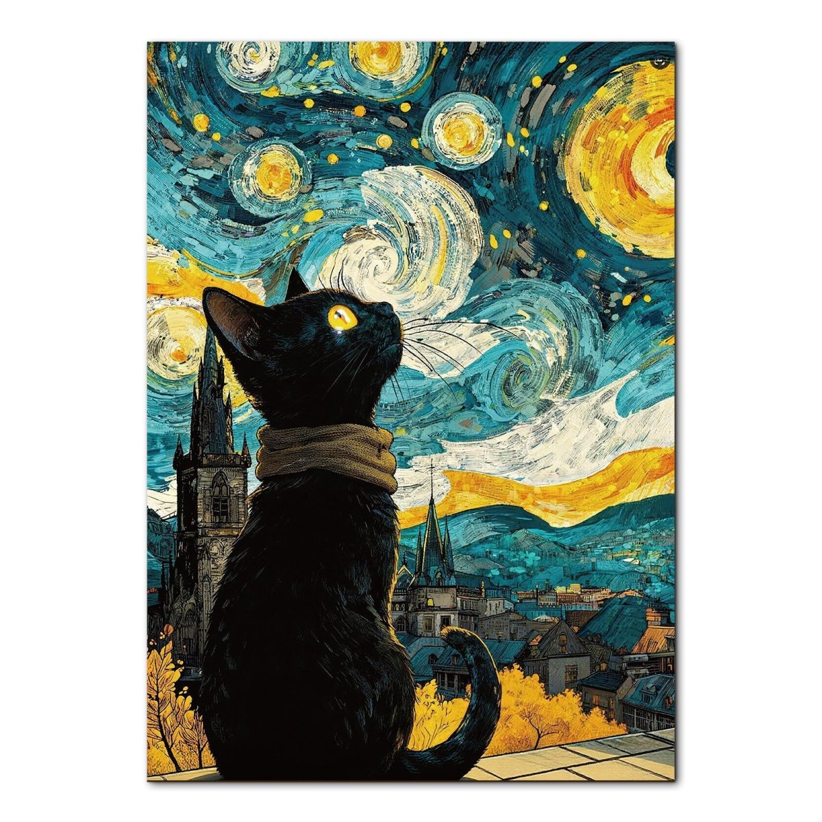 Artistic 1000 - Piece Cardboard Jigsaw Puzzle - Moonlit Black Cat - KAAYEE Puzzle