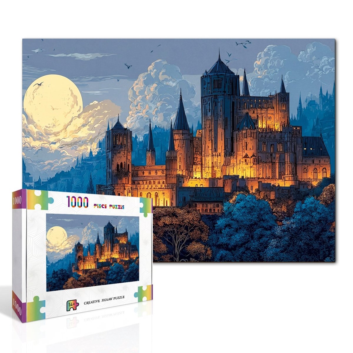 Artistic 1000 - Piece Cardboard Jigsaw Puzzle - Moonlit Castle - KAAYEE Puzzle
